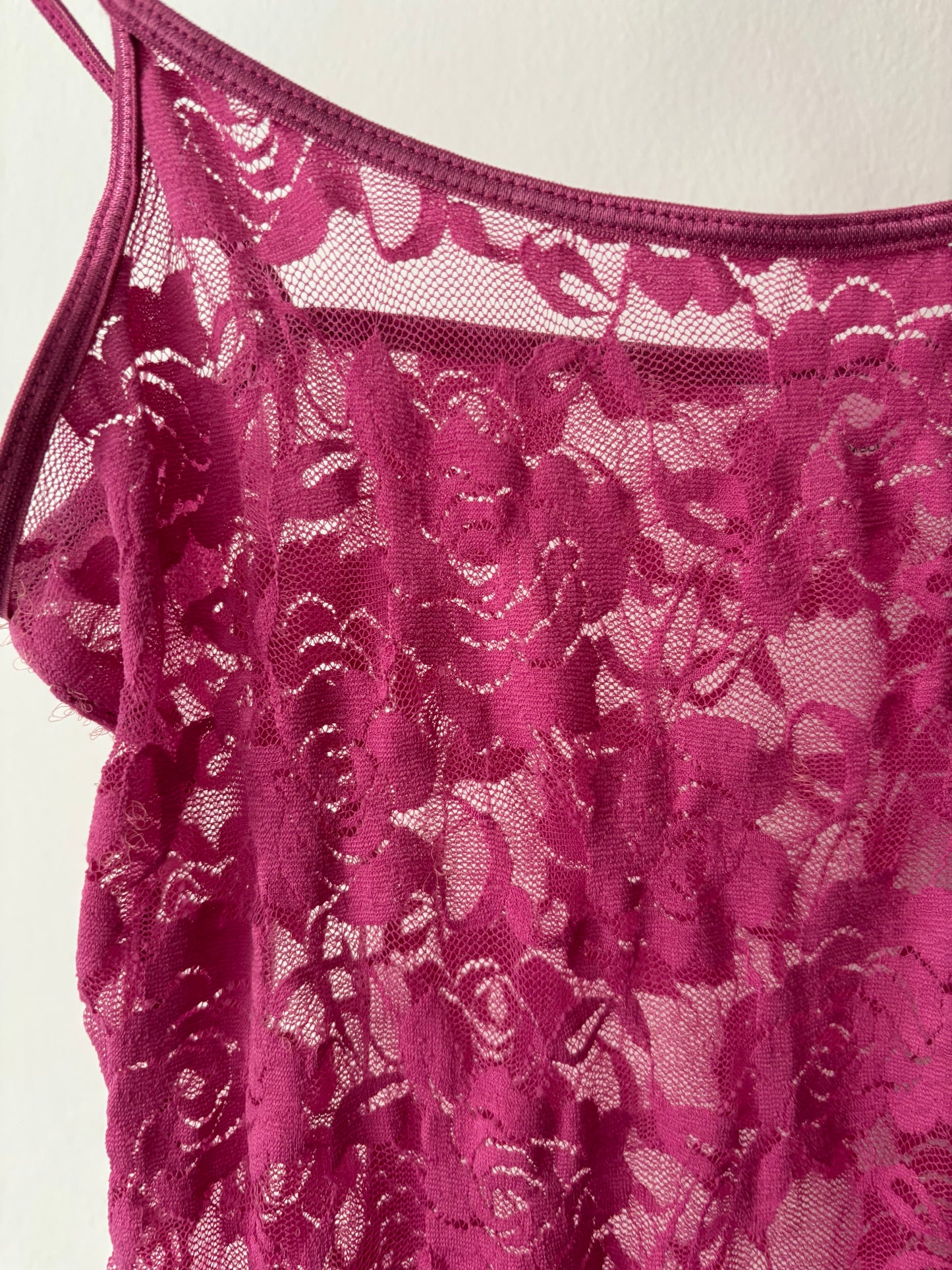 Floral lace hot pink cami top