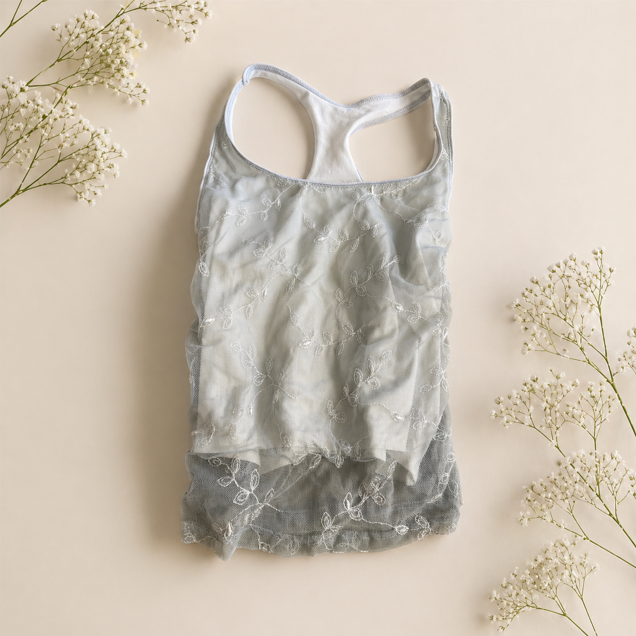 Sheer Lace Racerback Tank Top