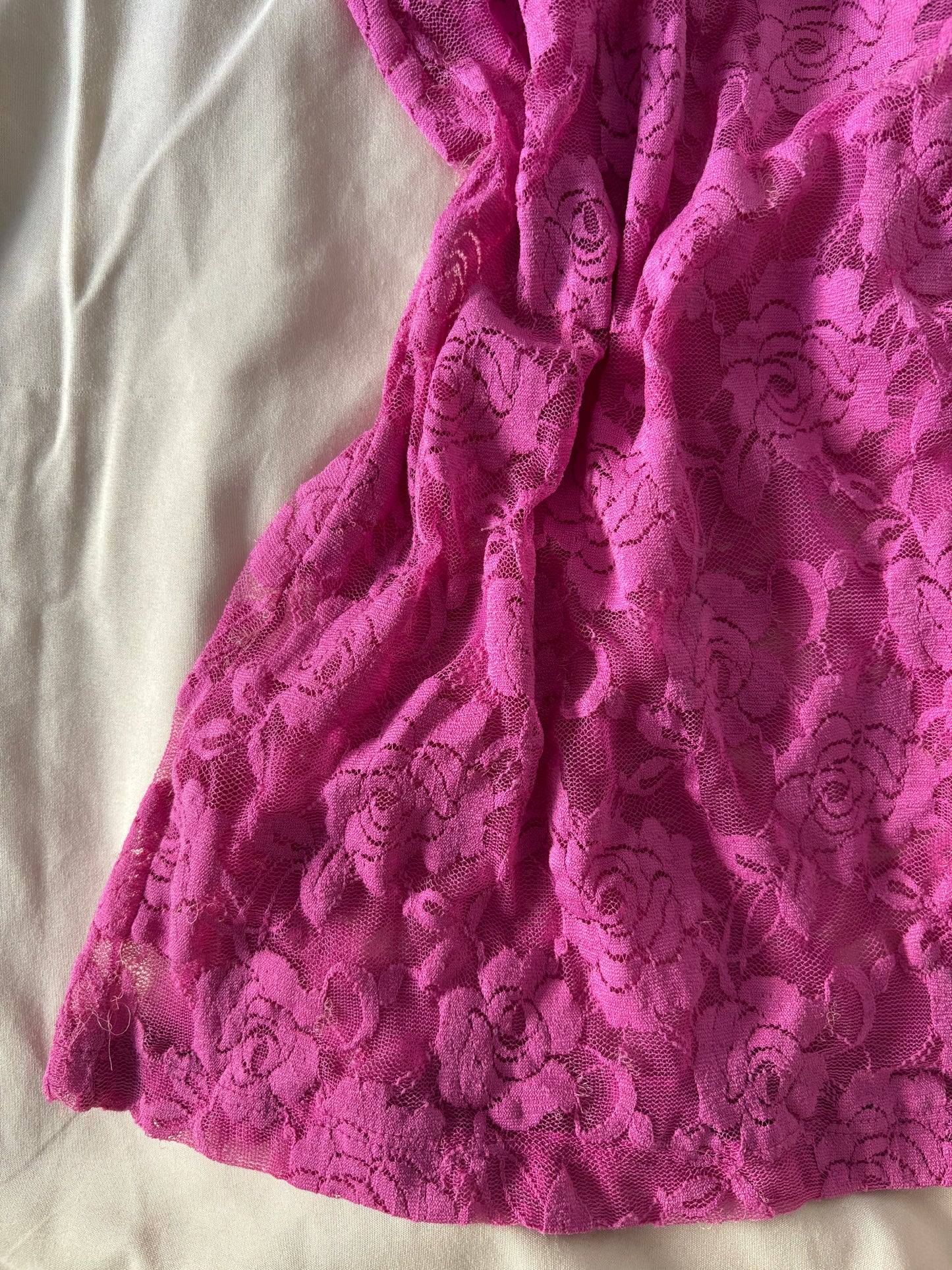 Floral lace hot pink cami top