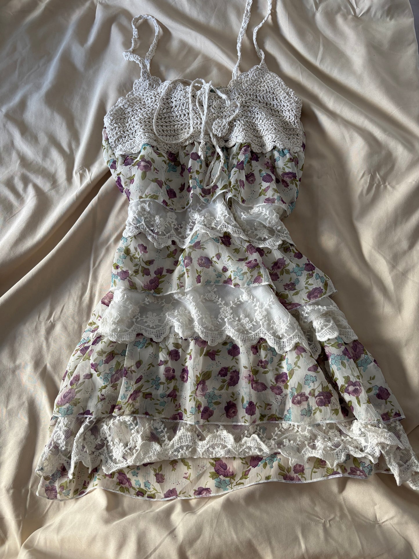 Coquette Floral lace tiered cami top
