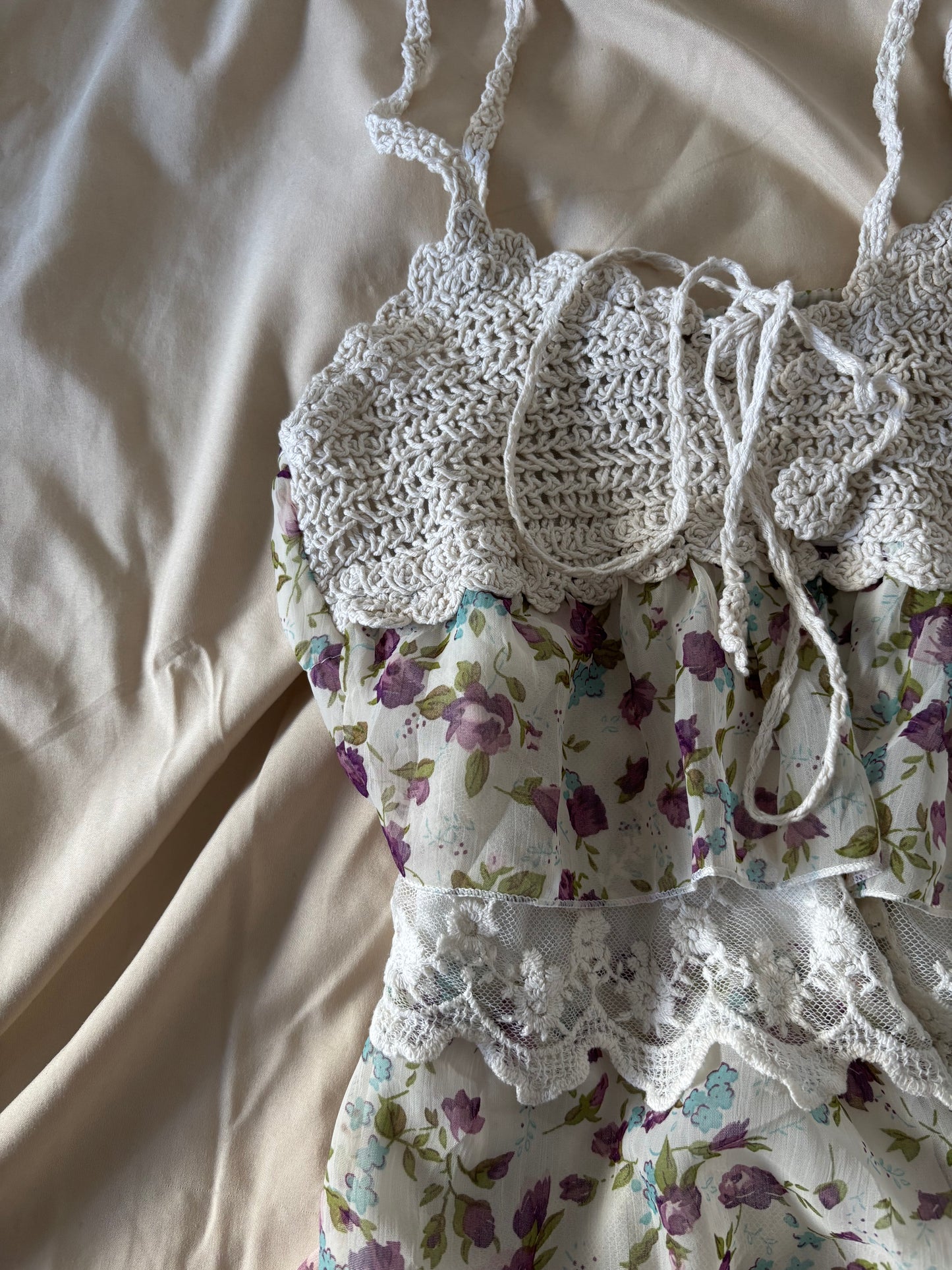 Coquette Floral lace tiered cami top