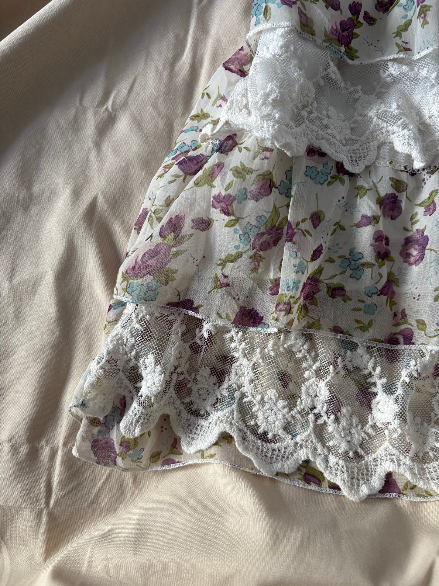 Coquette Floral lace tiered cami top