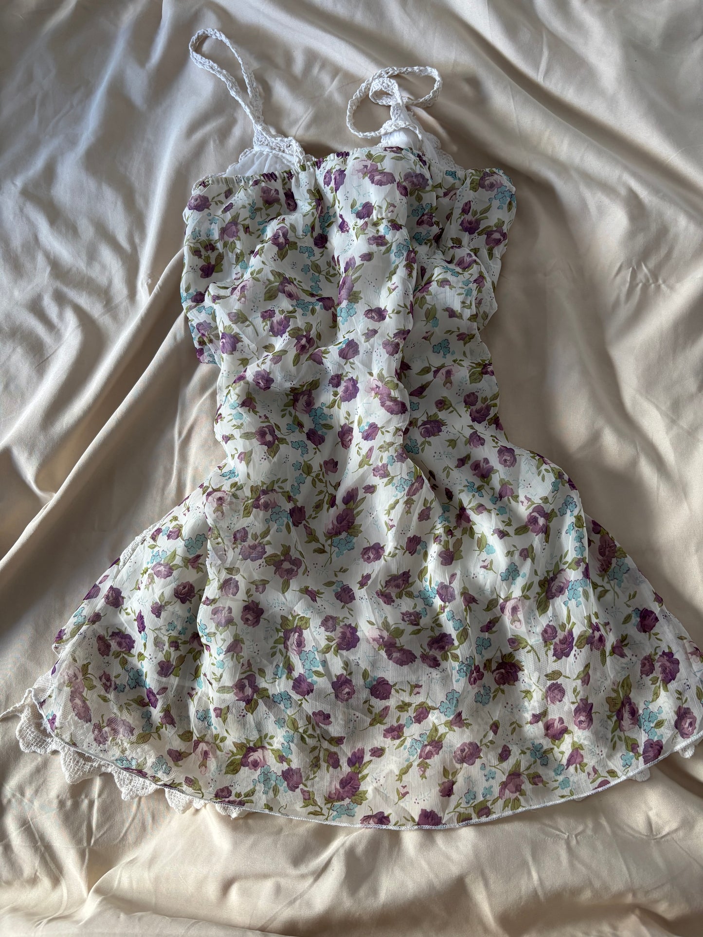 Coquette Floral lace tiered cami top