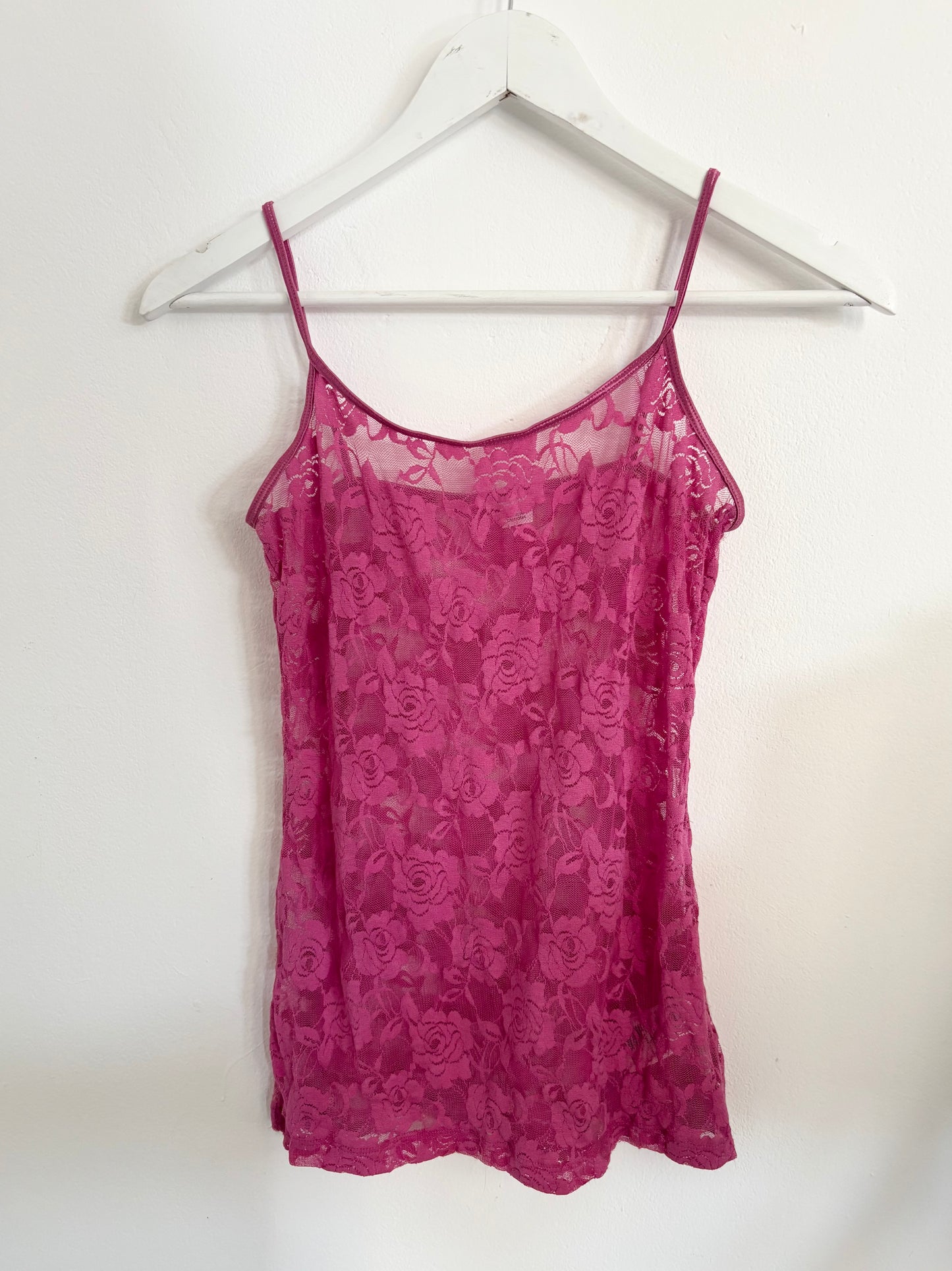 Floral lace hot pink cami top