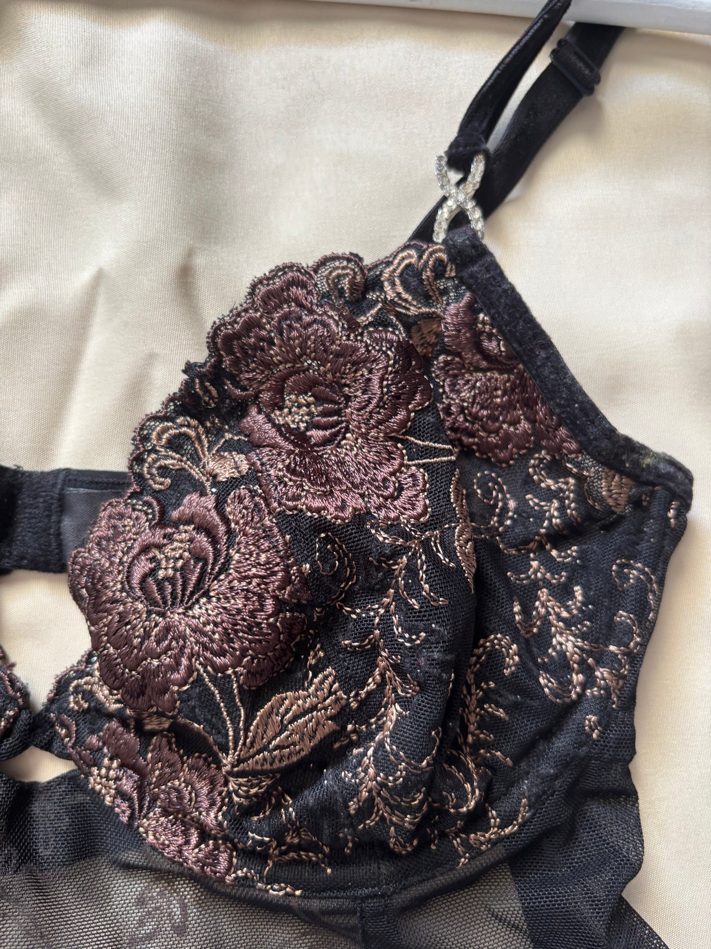 Black Embroidered  Lace Corset Top