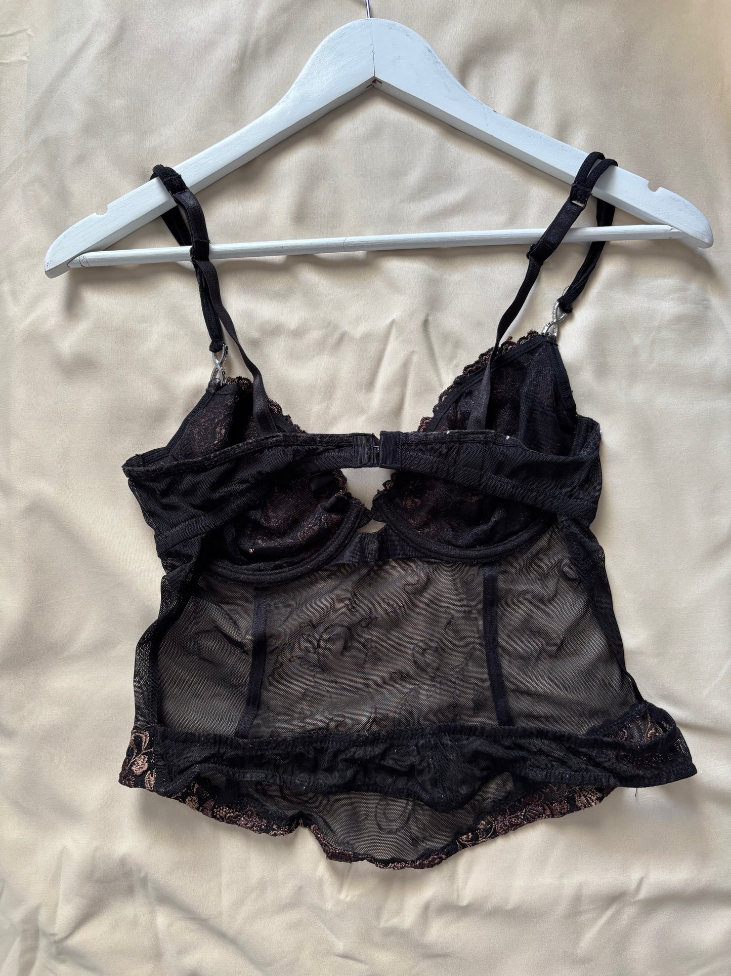 Black Embroidered  Lace Corset Top